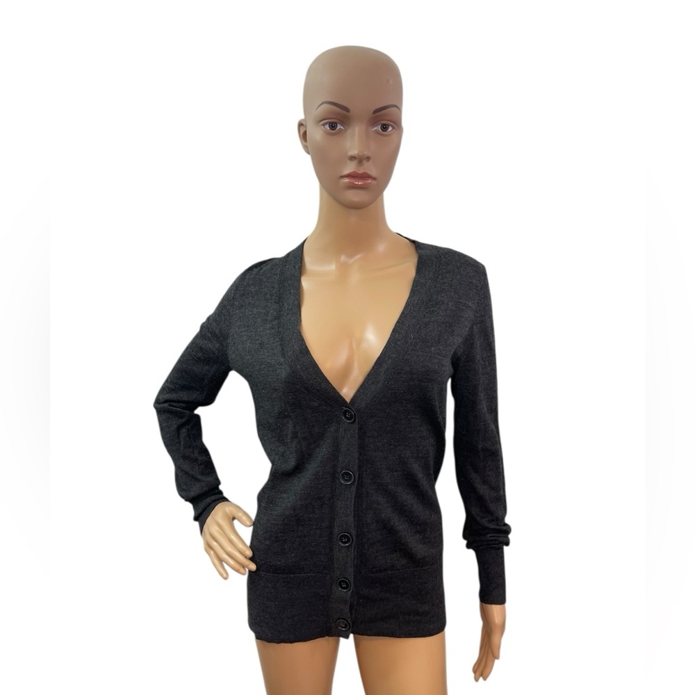 Ann Taylor Loft Women’s Size Small Long Sleeve V Neck Gray Sweater Cardigan - Picture 3 of 7